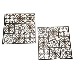 Set of 2‎ Metal Wall Hanging Panels Rustic Farmhouse Home Decor 13"x13"